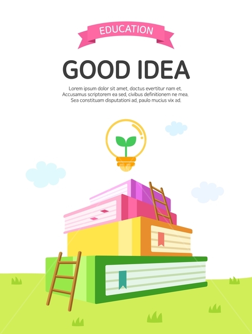 새싹,아이디어,책,사다리,전구,계단,교육,플랫디자인,교육,학교,공부,education,learning,study,school,그래픽,일러스트레이션,graphic,illustration