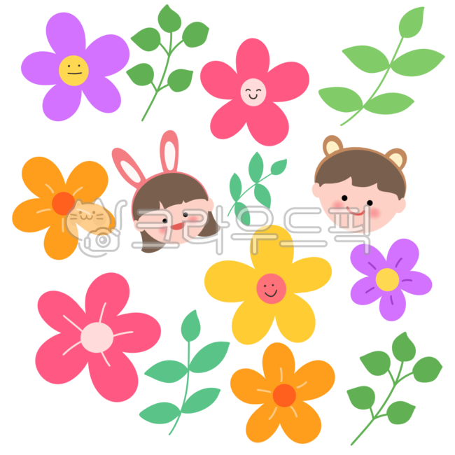 꽃,꽃일러스트,어린이,토끼,머리띠,식물,잎,봄,봄일러스트,다꾸,스티커,굿노트스티커,다꾸스티커,누끼,꽃패턴,패턴,플로랄디자인,스마일,유아,어린이일러스트,꾸미기