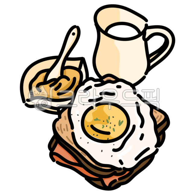 음식,음식그림,푸드,음식일러스트,일러스트,식사,라인드로잉,맛있는,토스트,달걀토스트,우유