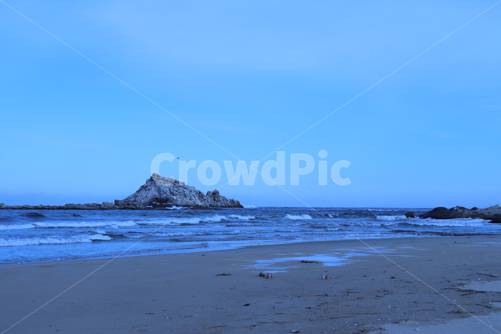 바다,새벽,바위,물,모래,차가운,파도,파란,해변,바다,beach,sea