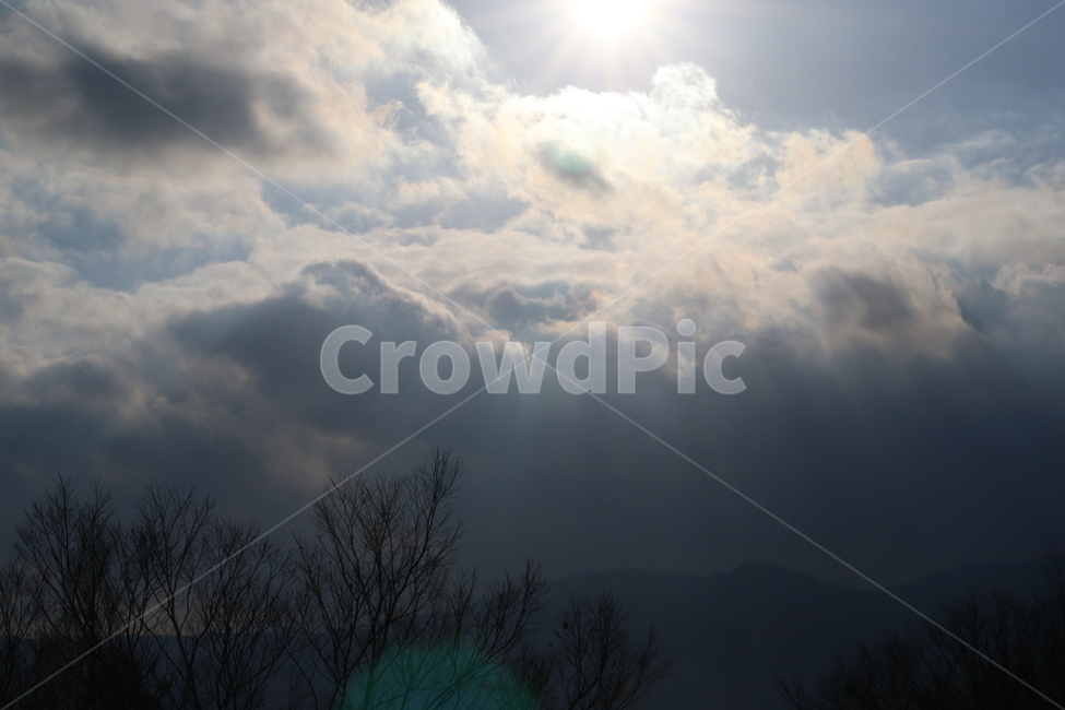 하늘,구름,화창함,지리산,나뭇가지,맑은하늘