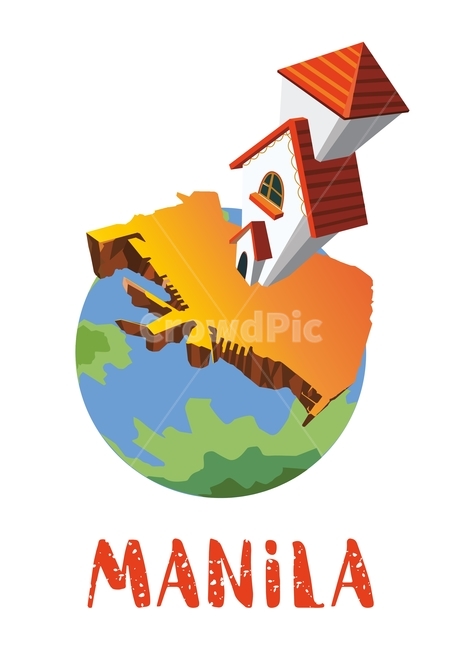 마닐라,지도,지구,집,필리핀,manila,강강술래,원,동그라미,글로벌,global,일러스트,벡터,세계,지구본,땅,earth,house,home,그래픽,일러스트레이션,graphic,illustration