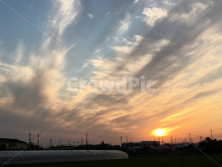구름,하늘,분위기,시골,노을,시골,마을,풍경,landscape,country,rural,town