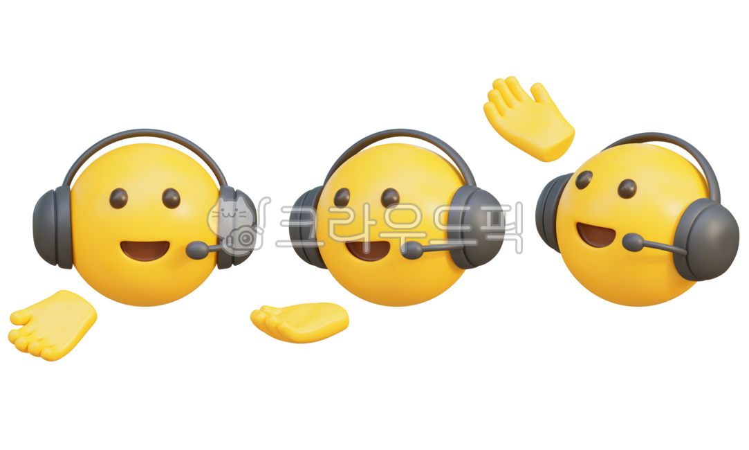 Emoticon,icon,emoji,expression,emotion,emotional expression,graphic,3D,3D,face,headset,consultation,counselor,customer center,guidance,help,assistant,guide