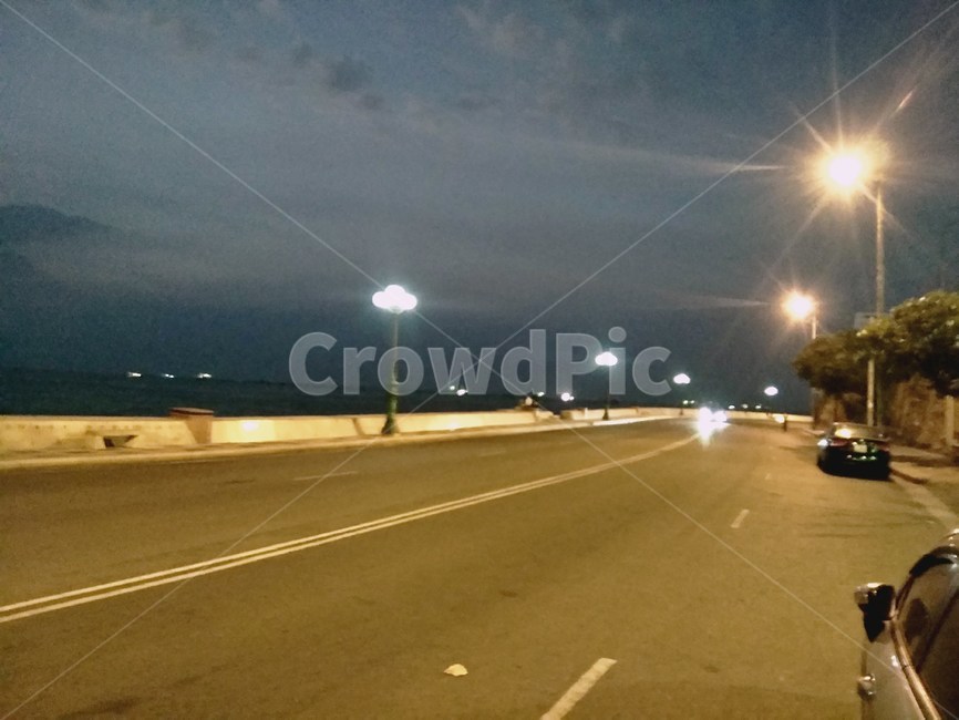 night scenery,vietnam sea,ocean,night sea,sight,road name