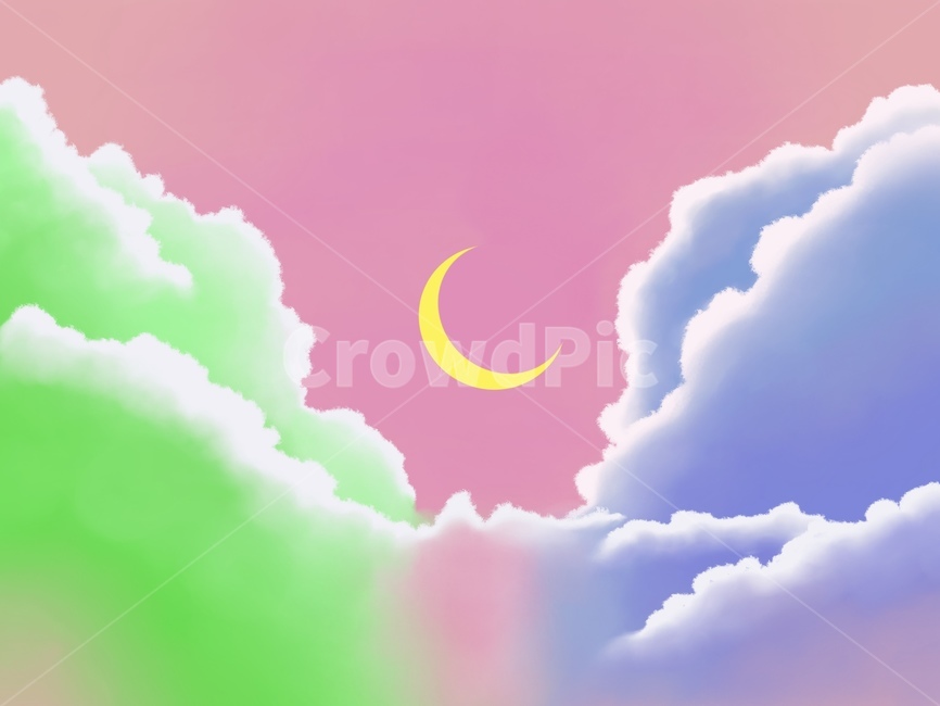 일러스트,구름,몽환적,달,하늘,그래픽,일러스트레이션,graphic,illustration