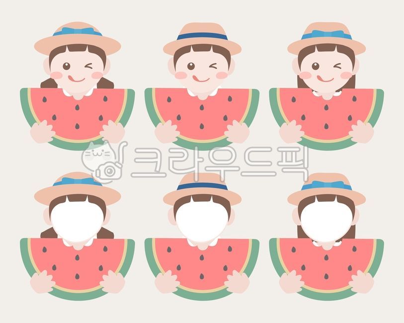 kindergarten,face synthesis,fruit,pattern,childrens collection,cute,straw hat,composite design,summer,child eating watermelon,watermelon synthesis,childrens face synthesis,summer synthesis design,children,season,hat,vector,kindergarten synthesis,watermelo