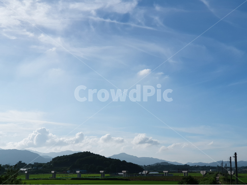구름,하늘,풍경,논,산,자연,풍경,nature,landscape,outdoors,옥외,field,들,grassland,목초지