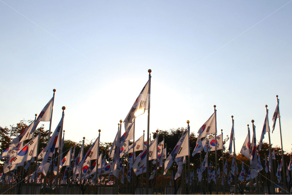 태극기,한국,대한민국,독립기념관,하늘,석양,sky,korea