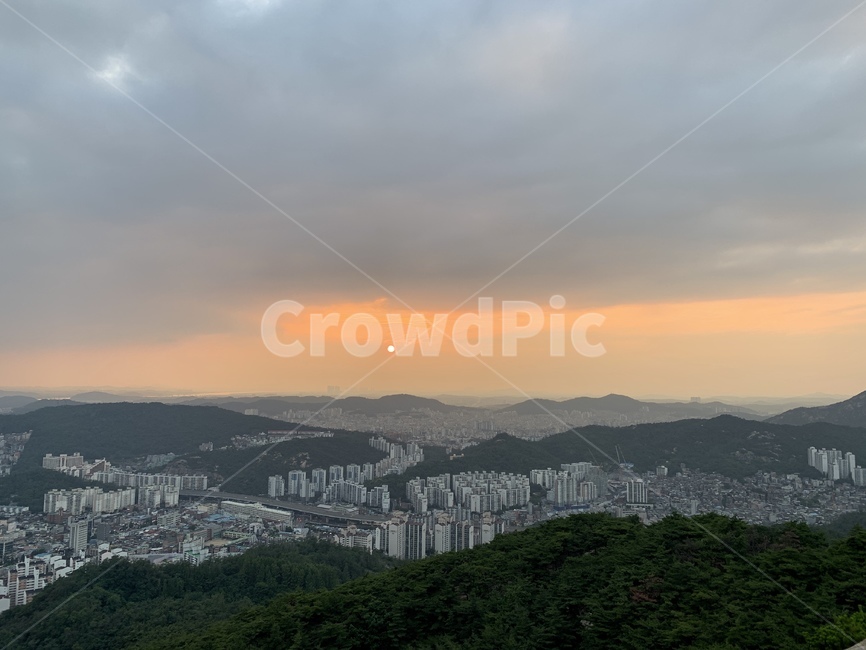 경치,자연,석양,도시석양,산