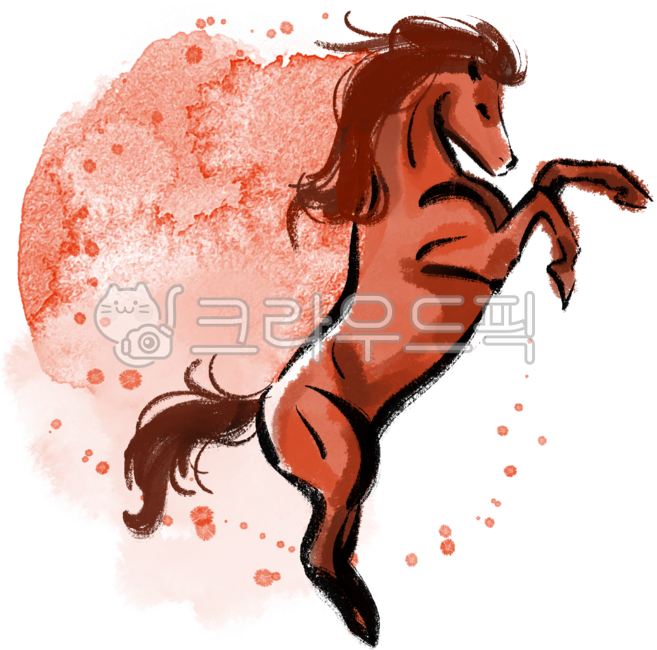 빨간말,말,빨간말의해,병오,병오년,동물,포유류,일러스트,드로잉,수채화,red,horse