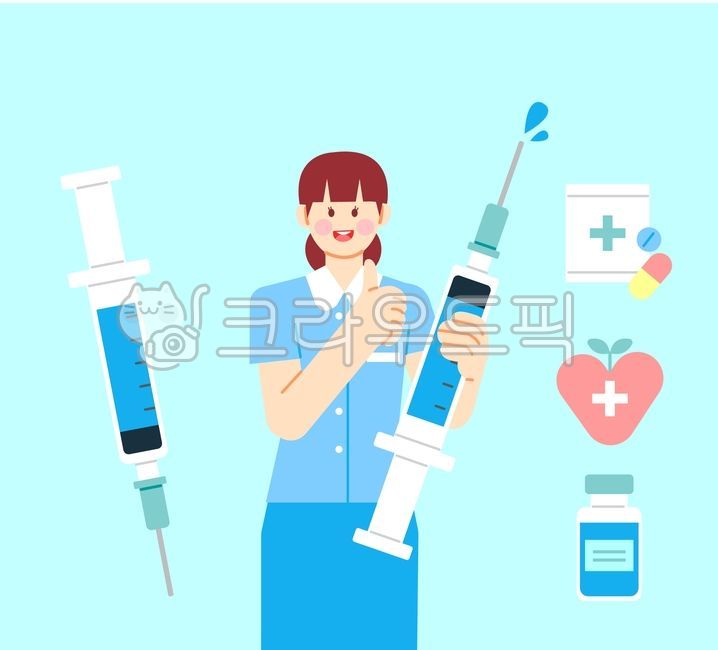 간호사,주사기,주사,약,심장,하트,백신,안내,병원,진료,캐릭터