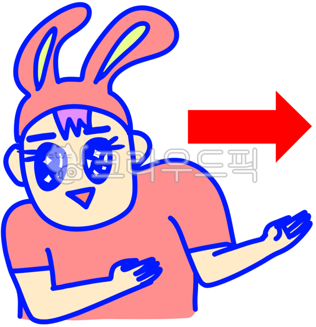 This way,rabbit hat,arrow,male character,guide,direction