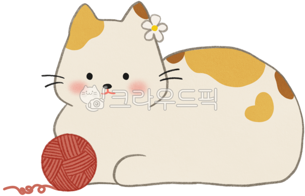고양이,식빵굽는고양이,반려묘,삼색고양이,귀여운고양이,고양이캐릭터,빨간털실,털실,동물캐릭터,실타래,반려동물,앉아있는고양이,파스텔톤