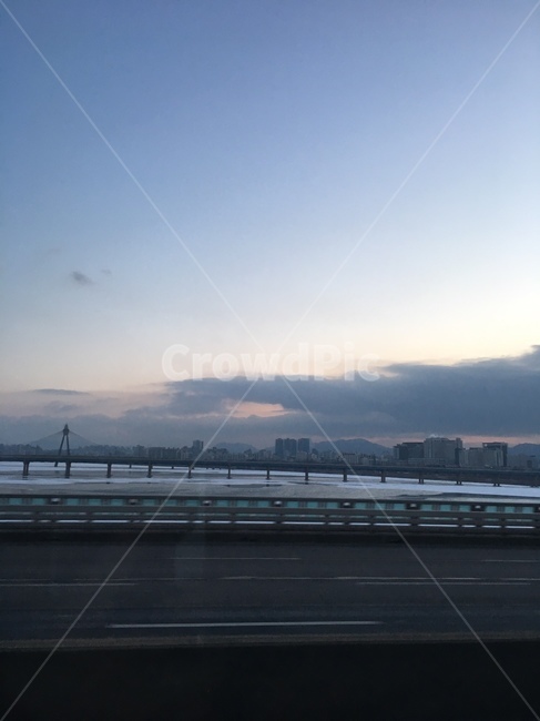 다리,하늘,구름,도로,도시,한강