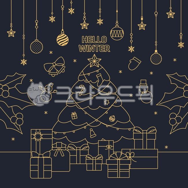 겨울,감성,눈사람,소나무,나무,미소,행복,일러스트,눈,눈내리는날,감성적인,힐링,편안함,즐거운,즐거움,사람없음,라인,라인아트,선,크리스마스,크리스마스트리,별,별장식,장식,겨울장식,종,리본,선물상자,선물,지팡이,열매