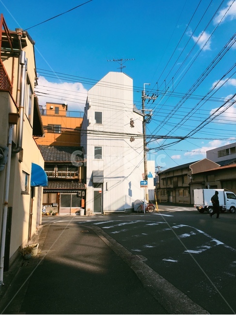 일본,평온,한적,주택,구름