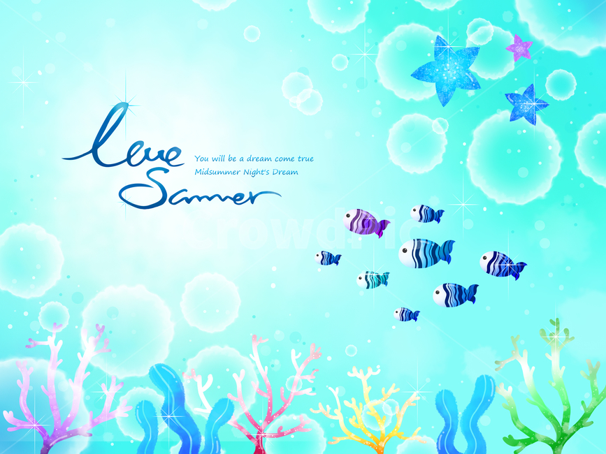 불가사리,물고기,열대어,해초,산호,바닷속,물방울,여행,휴가,여름,감성,여름,계절,summer,season,여행,휴가,traveling,vacation,trip,그래픽,일러스트레이션,graphic,illustration,art,미술