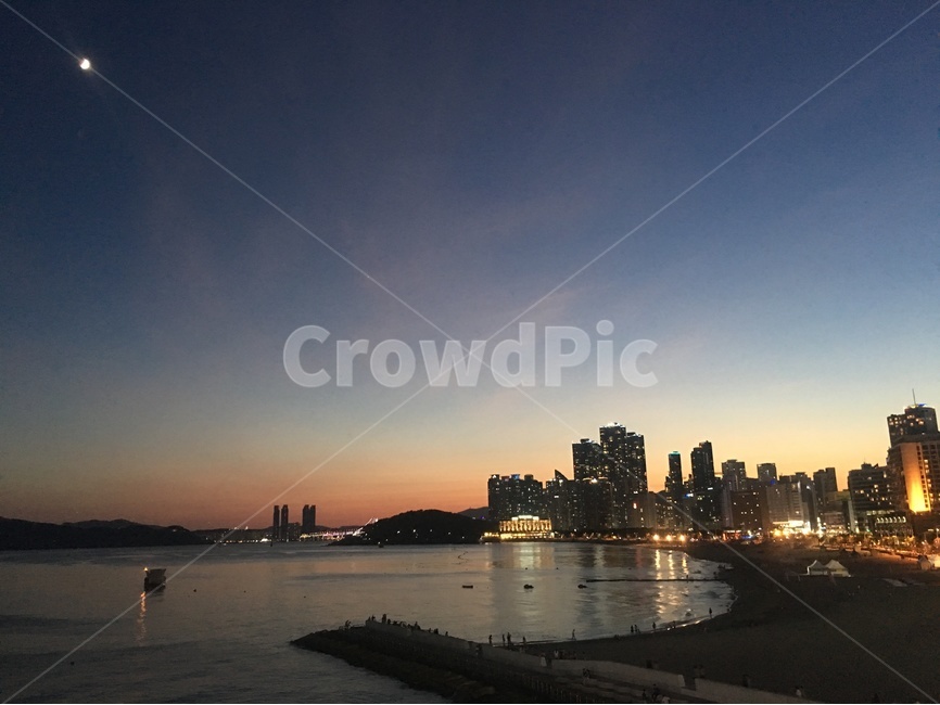 해운대,해질녘,야경,해수욕장,부산,야경,밤,풍경,nightscape,night,landscape,도시,city,한국도시풍경,한국도시경관,korea cityscape