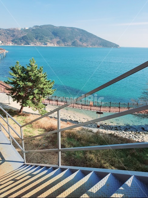 거제도,바다,해변,풍경,계단