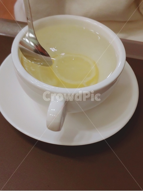 레몬티,차,찻잔,숟가락,레몬