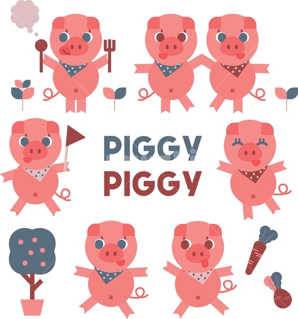 education,young,tree,cute,joke,pig,speech bubble,character,children,baby,Little,animal,vector,illustration,piggy,piglet,carrot