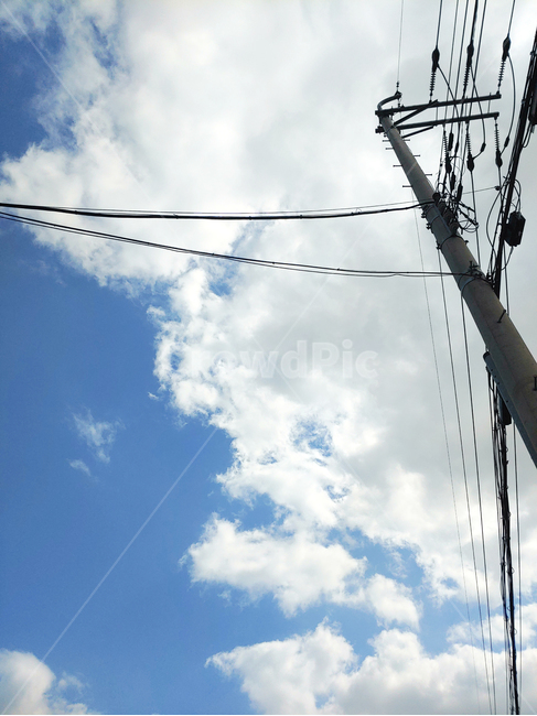 sky,blue sky,nature,line,electricity,telegraph pole,clouds,electric wire,Emotional photo,cloud,background,telephone pole,sight,Emotion,telephonepole,utilitypole