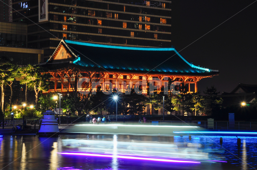인천,송도,센트럴파크,야경,한옥,한국적인