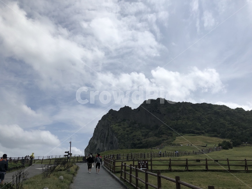 한라산,제주도,성산일출봉,자연,언덕,하늘,풍경