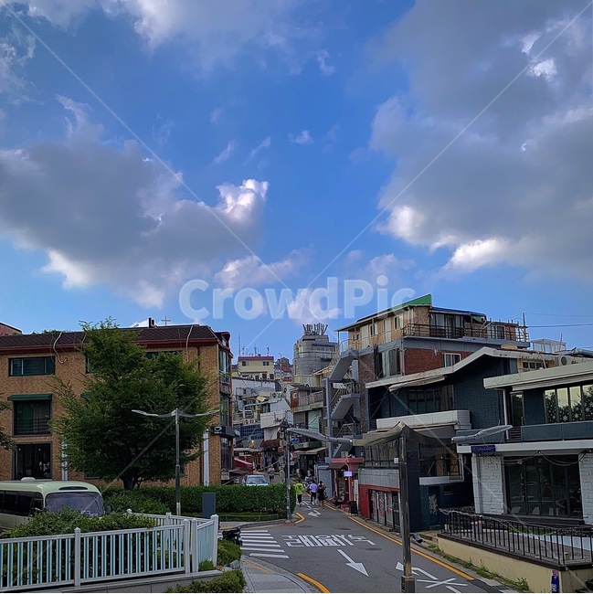이태원,한국,서울,무드,도시,파란색