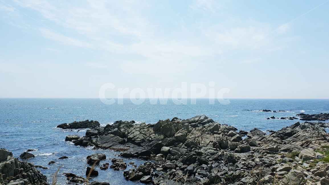 바다,하늘,해변,파도,구름,청명,파란,기장,부산,바닷가,수평선,해안,해안가