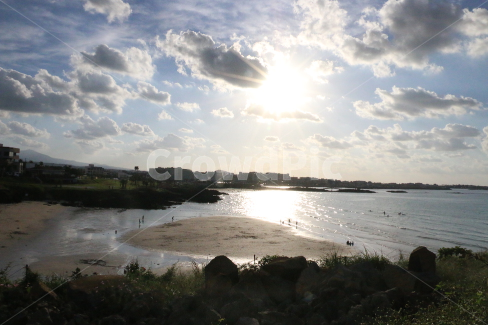 제주도,바다,해변,해,구름,모래사장