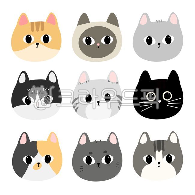 Cat,World Cat Day,Character,Face,Animal,Drawing,Cat Face,Line Drawing,Expression,Anniversary,Baby,Cute,Sticker,Dakku,Decoration,Easy,Simple,Face Character,Gray,Black,Siamese,Spotted,Beige,Tricolor Cat,Eyebrows,Animal,Cat,Charact