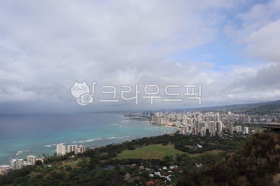 ocean,nature,Hawaii,diamond head,view map
