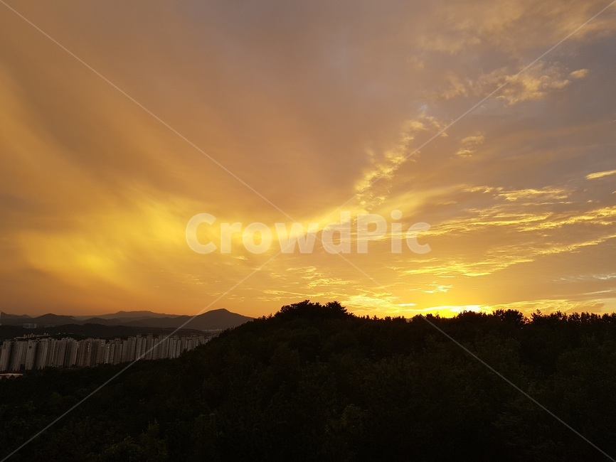 풍경,산,노을,구름,오후