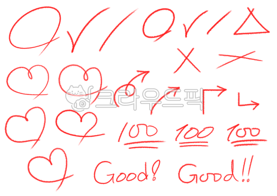 빨간펜, 색연필, 채점, 채점동그라미, 동그라미, 사진,이미지,일러스트,캘리그라피 - 텡텡작가