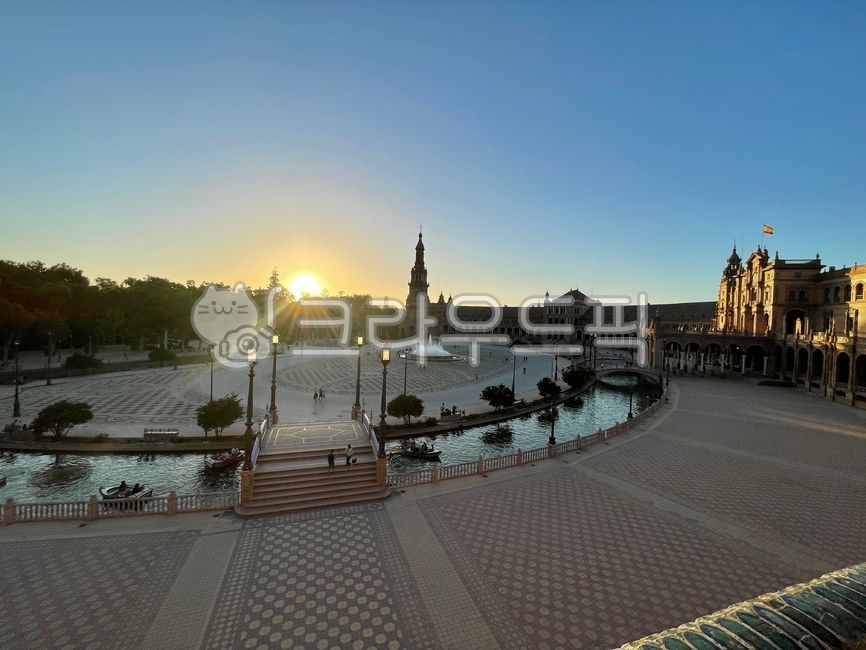 spain,sunrise,sevilla,Sunrise,Plaza de Espaa,Seville,Spain