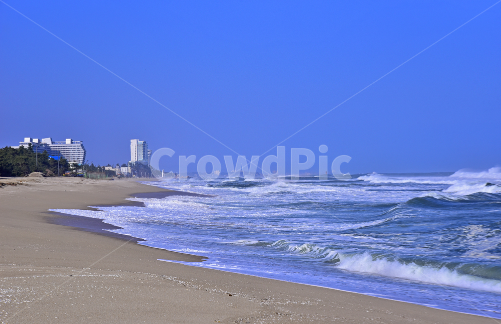 바닷가,파도,바다,동해바다,해안가,모래밭,sandybeach,coast,seashore,seaside,한국자연풍경,풍경,landscape,모래사장,건물,해수욕장,푸른하늘,포말,바다풍경,물,background,백그라운드,배경,바탕,옥외,야외,outdoor,healing,nature,자연,ocean,water