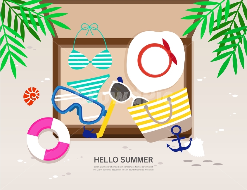 비키니,비치백,모자,튜브,꽃,해변,여행,휴가,쇼핑,팝업,배너,일러스트,배경,백그라운드,여름,계절,summer,season,여행,휴가,traveling,vacation,trip,그래픽,일러스트레이션,graphic,illustration