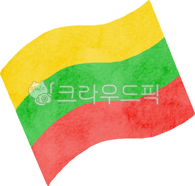 manijun,국기,리투아니아,삼색기,노랑,초록,빨강,발트해,유럽연합,일러스트,수채화,손그림,펄럭이는,국가,상징