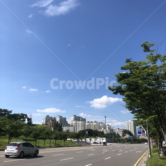 하늘,거리,도로,구름,도시