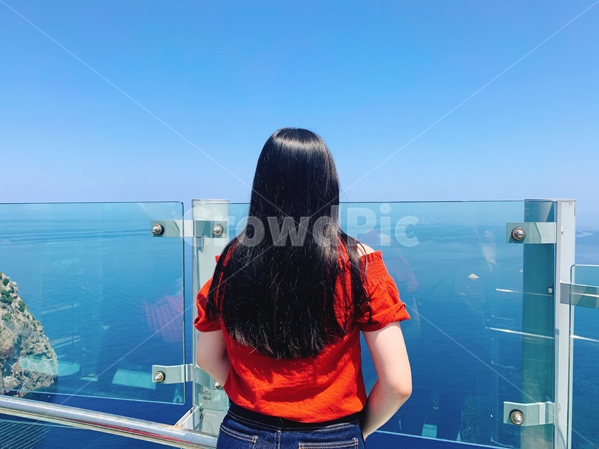 바다,전망대,여자,뒷모습,하늘,여름,sea,observatory,woman,appearancefrombehind,behind,sky