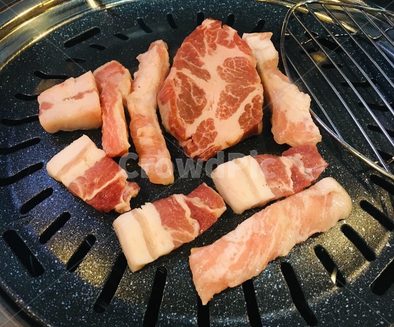 삼겹살,불판,돼지고기,확대,1인분
