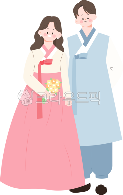 일러스트,인물,꽃,로맨틱,부부,결혼,결혼식,신랑,신부,축하,커플,프로포즈,웨딩,웨딩드레스,청첩장,한복,전통혼례,혼례