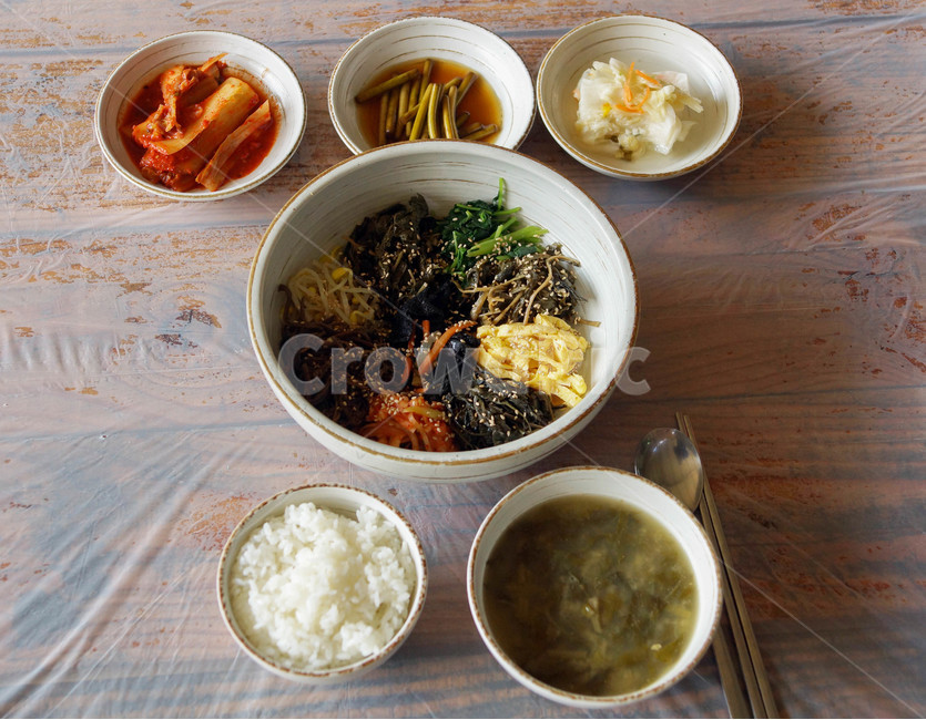 비빔밥,플레이팅,산채비빔밥,나물,쌀밥
