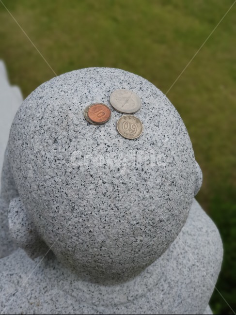 동전,돈,돌부처,머리위,오백원,오십원,십원