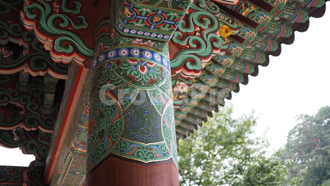 전통적인,패턴,단청문양,절,처마