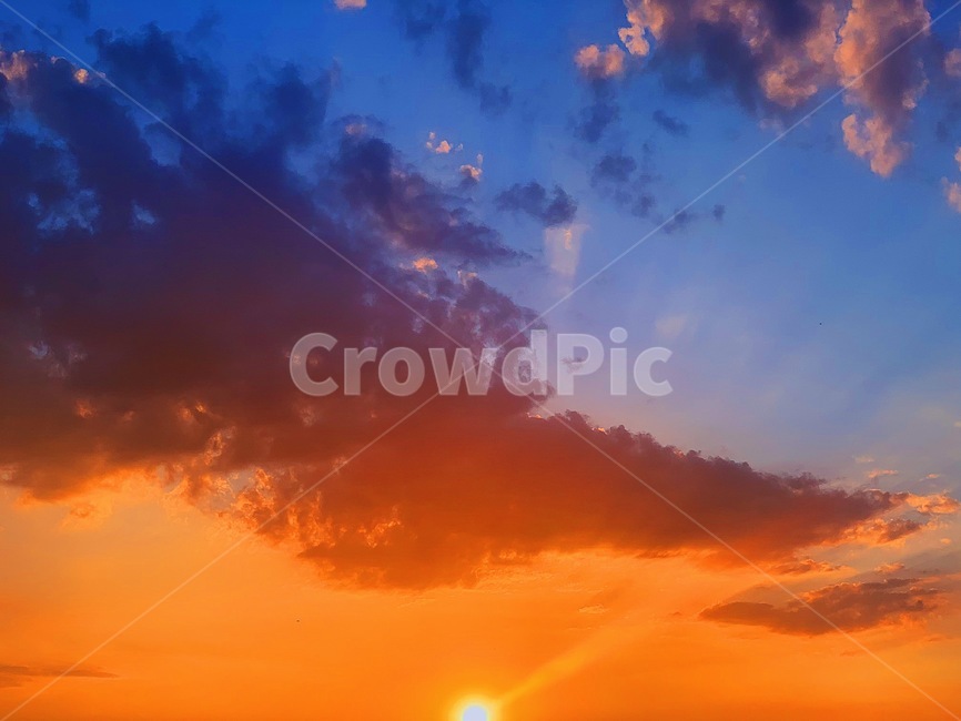 하늘,구름,노을,파랑,주황,sky,cloud,sunset,blue,orange