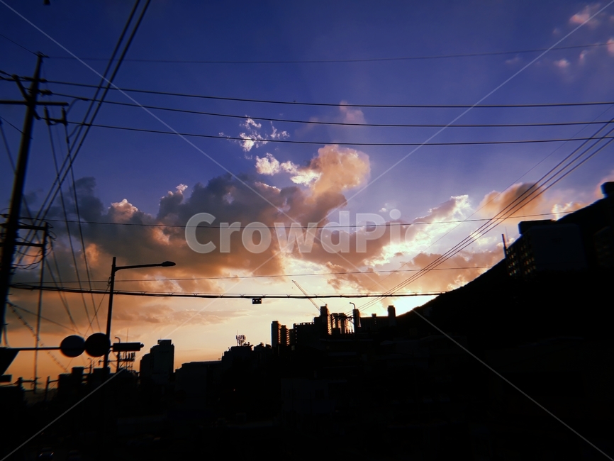 노을,구름,필카,감성사진,감성,도시,풍경,city,landscape,한국도시풍경,한국도시경관,korea cityscape,실루엣,그림자,silhouette,shadow,cable,케이블