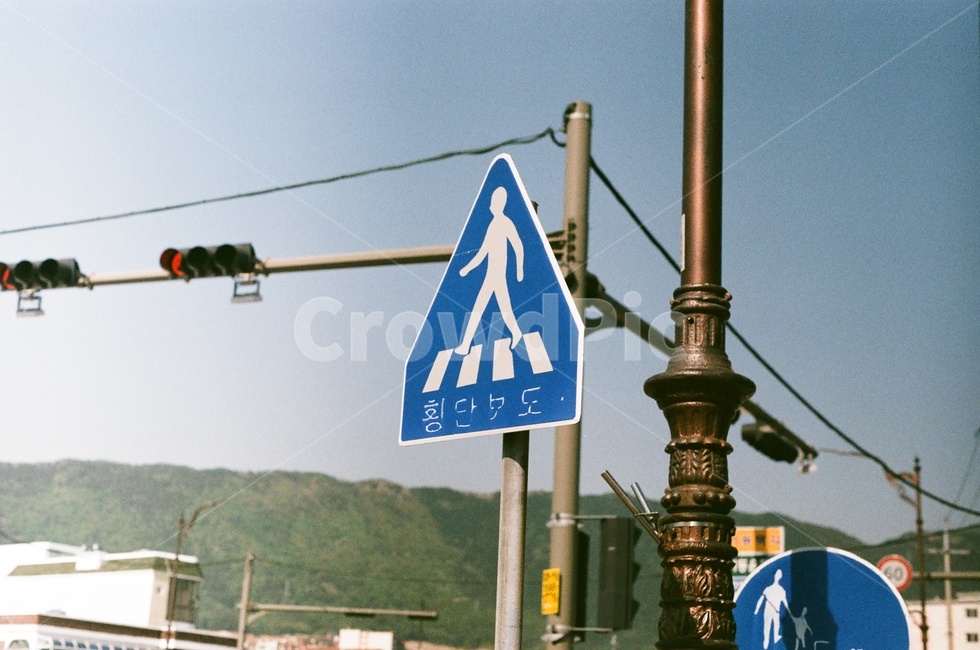 표지판,횡단보도,감성,색감,필름